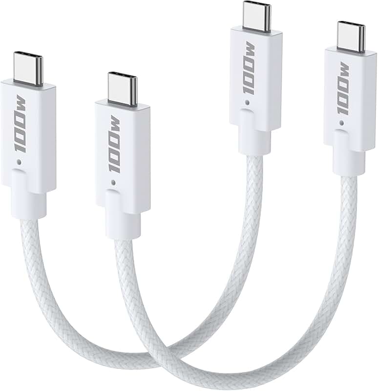 2-Pack 1ft USB C to USB C Cables, 100W Fast Charging