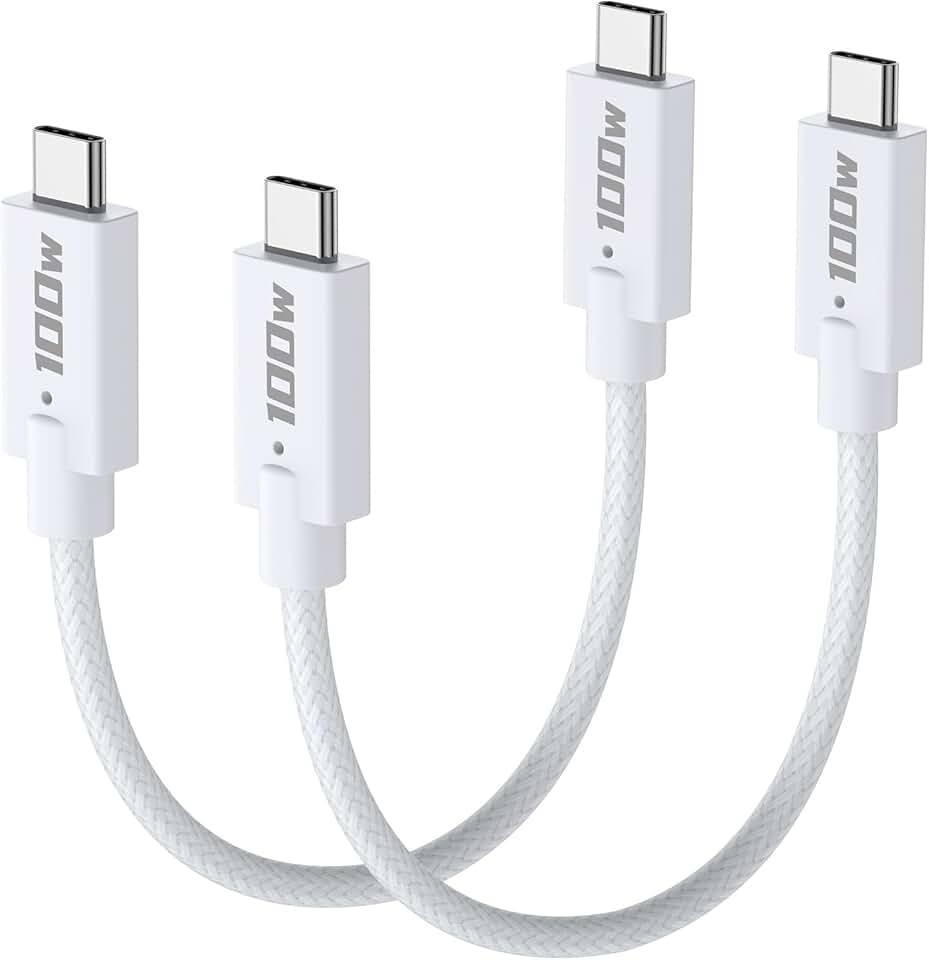 2-Pack 1ft USB C to USB C Cables, 100W Fast Charging