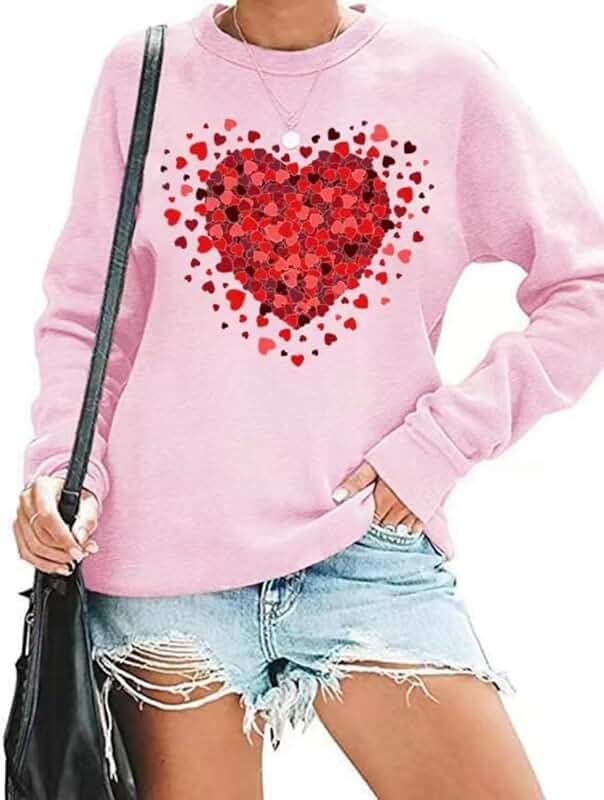 Women's Love Heart Long Sleeve Sweatshirt
