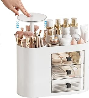 Large 3-Drawer Makeup Organizer with Brush Holder