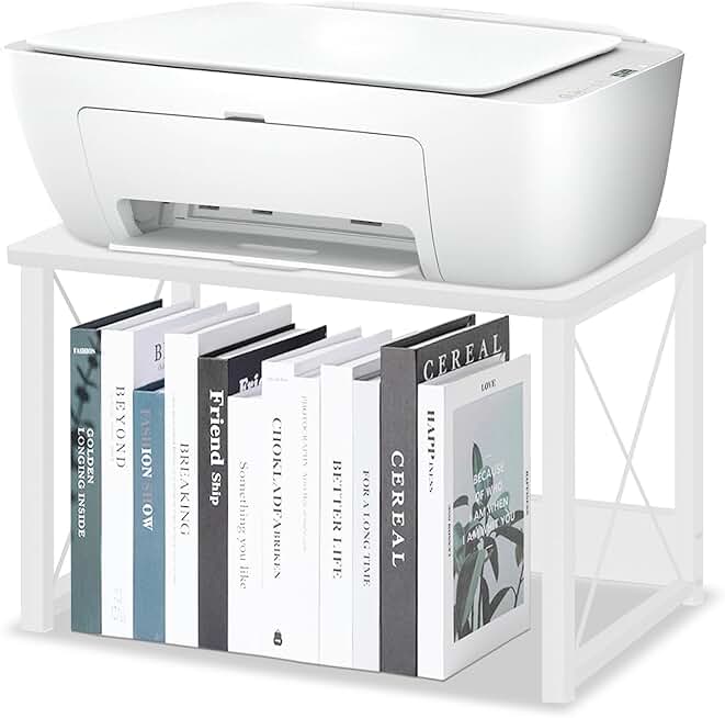 Wooden Printer Stand with Storage for Home and Office