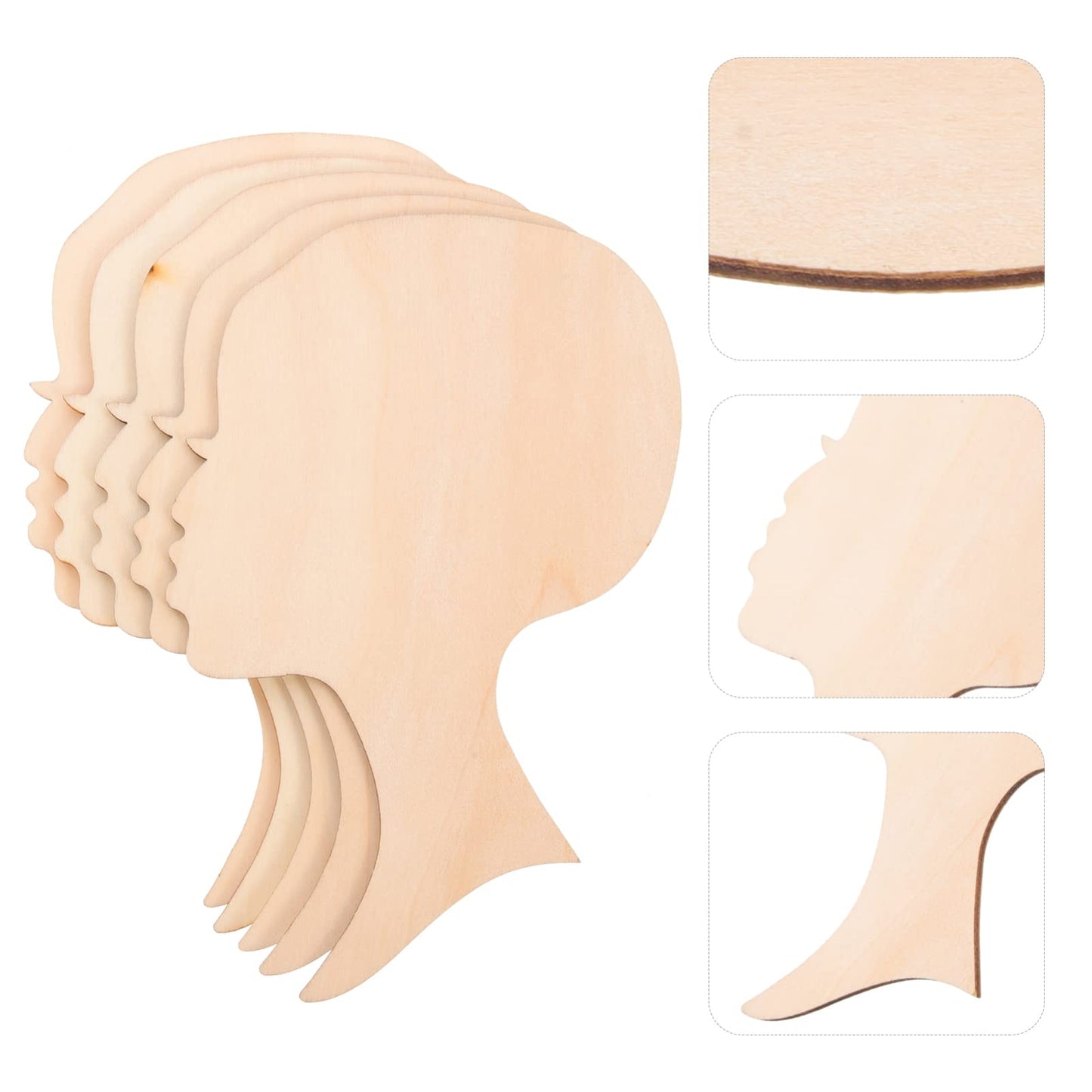 10pcs Wooden African Woman Head Cutouts