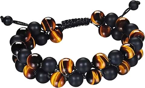 Black Onyx and Tiger Eye Crystal Bracelet for Men