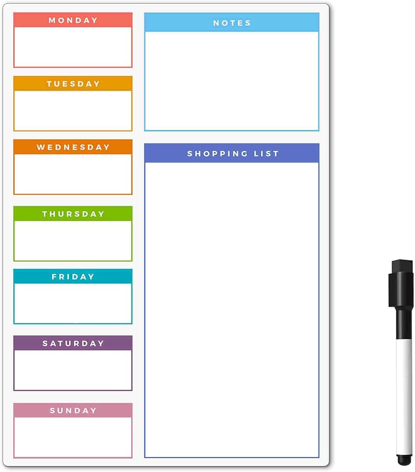 Magnetic Whiteboard Planner for Fridge, 8x12 inches