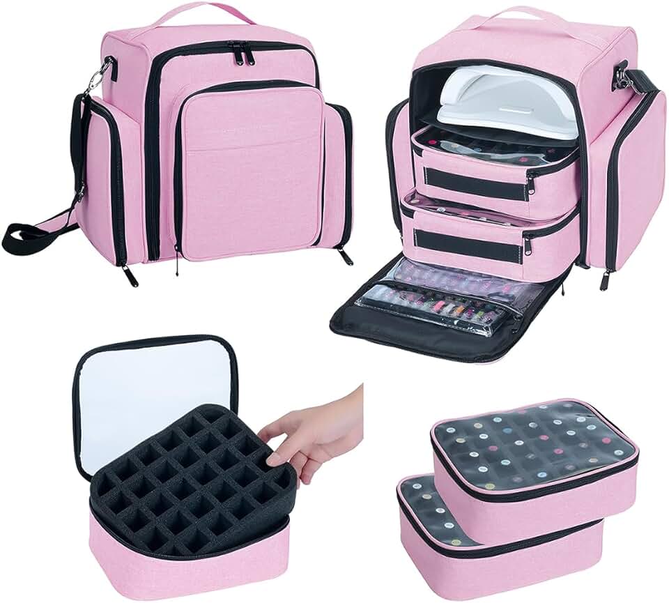 Portable Nail Polish Organizer with 60 Bottles and Detachable Bags