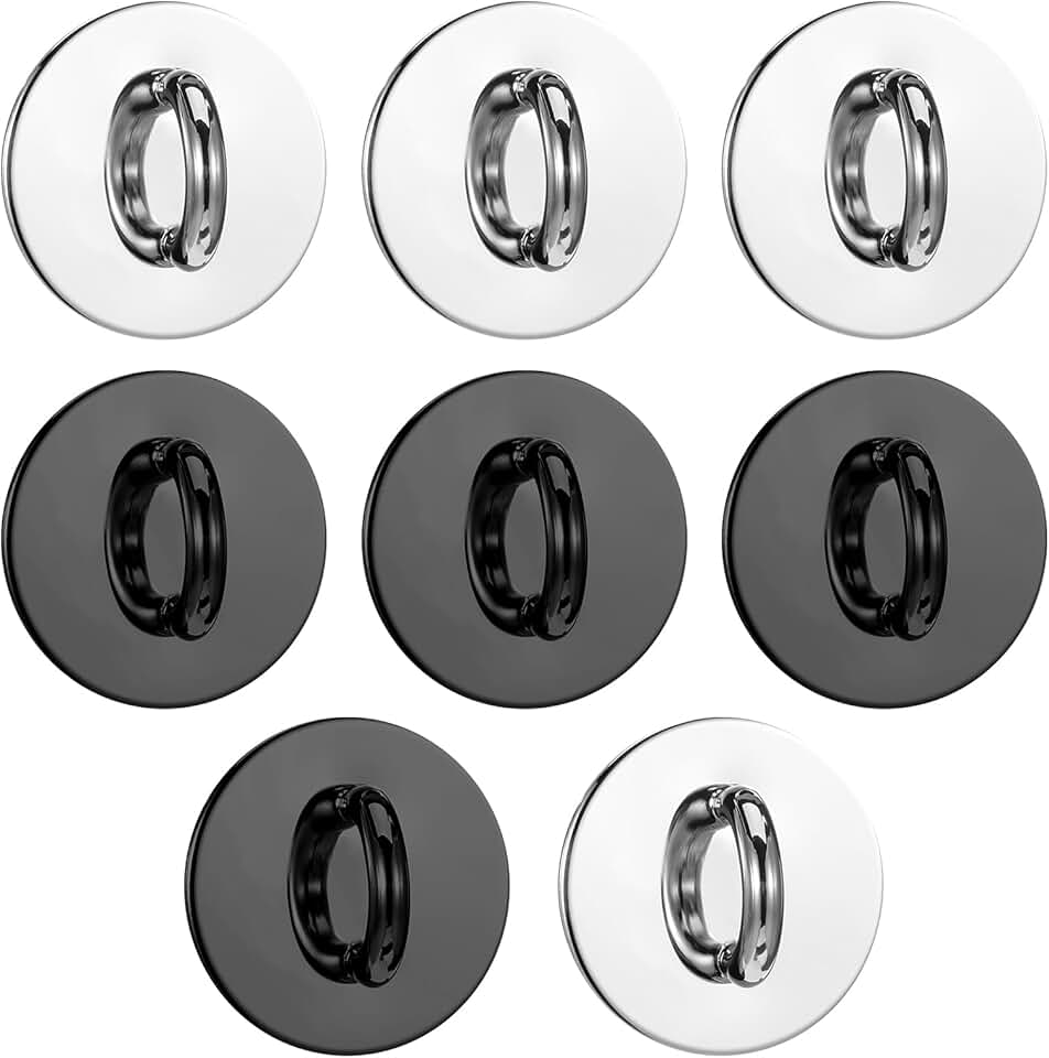 Set of 8 Metal Phone Finger Rings with Adhesive and Hooks
