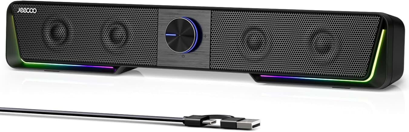 Bluetooth Computer Speakers with Clear Sound and LED Light
