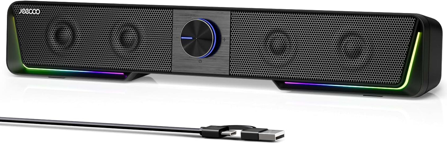 Bluetooth Computer Speakers with Clear Sound and LED Light