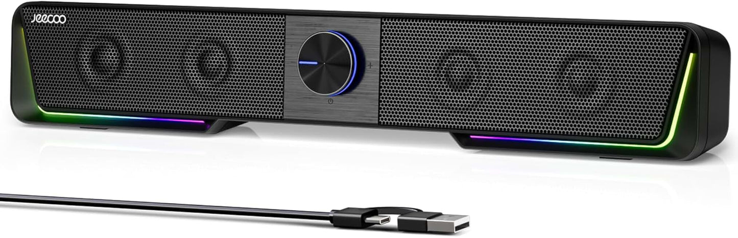 Bluetooth Computer Speakers with Clear Sound and LED Light