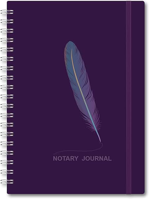 Spiral Notary Journal Log Book, 7x10, Purple