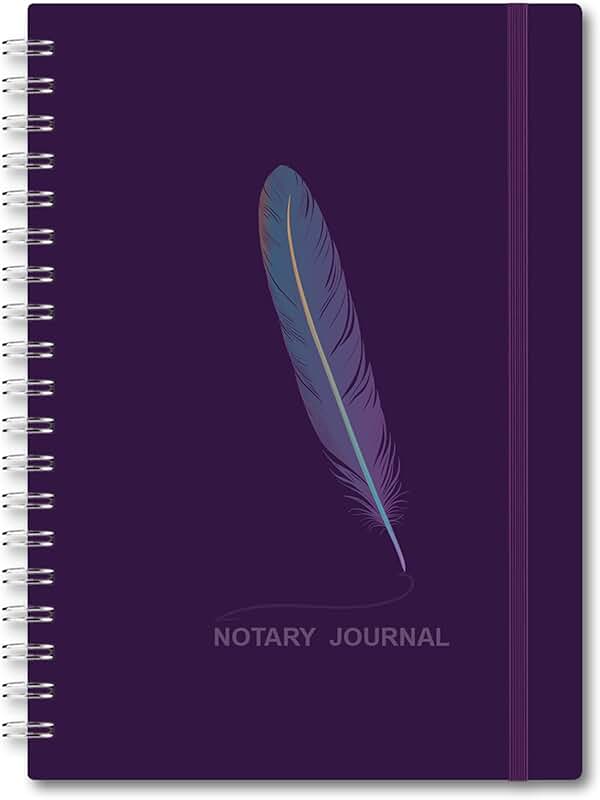 Spiral Notary Journal Log Book, 7x10, Purple