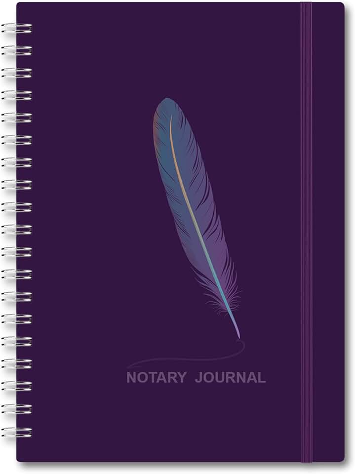 Spiral Notary Journal Log Book, 7x10, Purple