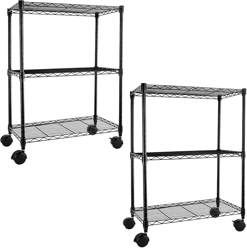 Heavy Duty 3-Tier Storage Shelves, 750Lb Capacity, 2 Pack