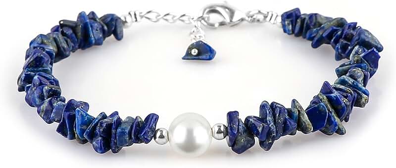 Handmade Gemstone and Pearl Bracelet, 8-inch Gift for Her
