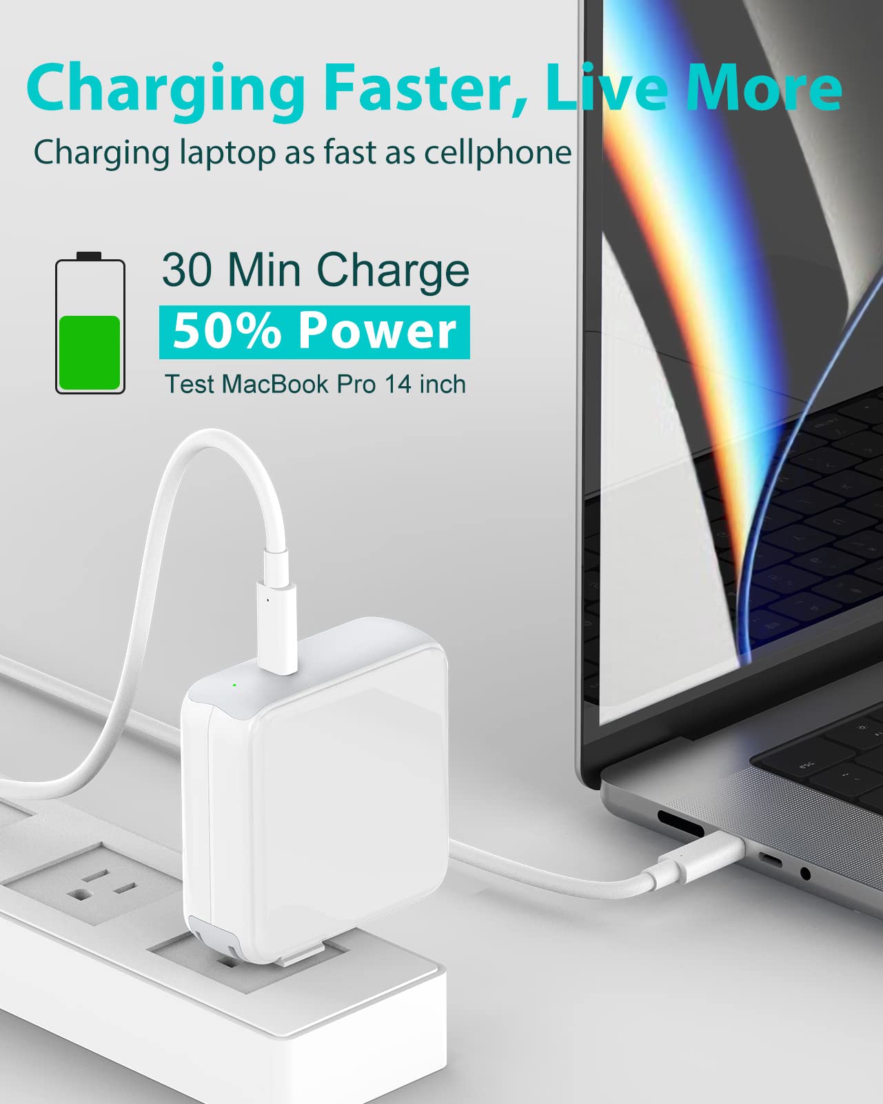 10ft Charger for MacBook Pro, 96W USB C Charger Power Adapter for Mac Book Pro 16, 15, 14, 13 inch 2021, 2020, 2019, 2018, New MacBook Air, USBC Laptop Power Supply, LED, 5A Charging Cable
