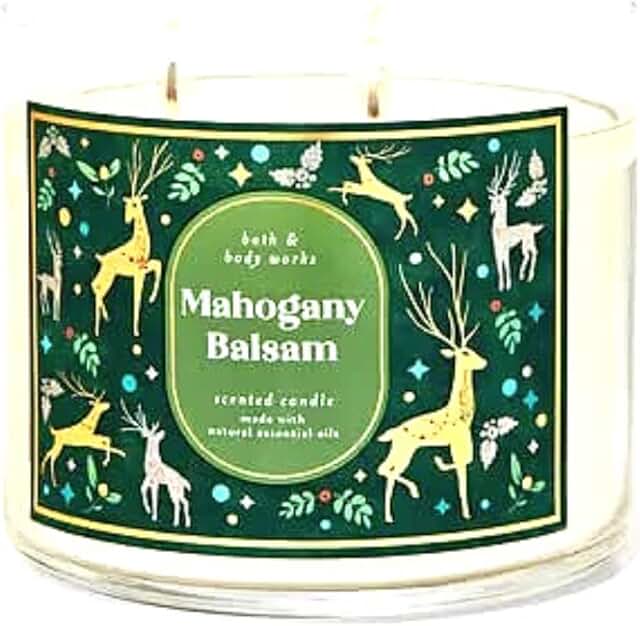 White Barn 3-Wick Candle with Essential Oils, 14.5 oz, Mahogany Balsam