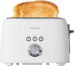 White 2-Slice Toaster with Wide Slots and Adjustable Browning