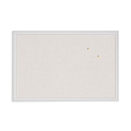Farmhouse Linen Bulletin Board, 30x20, White Wood Frame