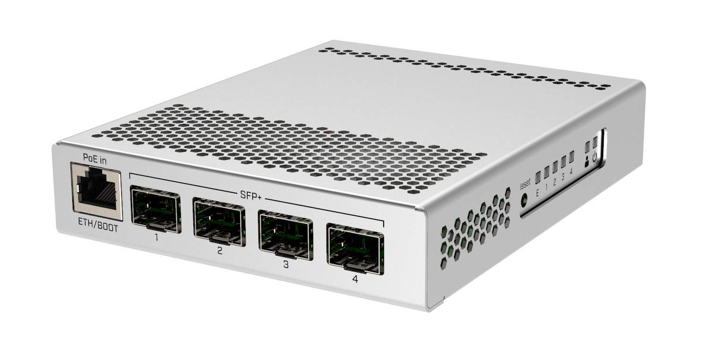 5-Port Desktop Switch, 1 Gigabit Ethernet Port, 4 SFP+ 10Gbps Ports (CRS305-1G-4S+IN)