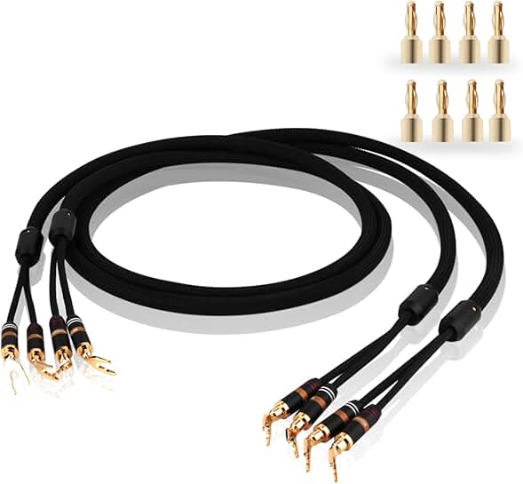 12 Gauge Speaker Cable Pair with Banana and Spade Connectors