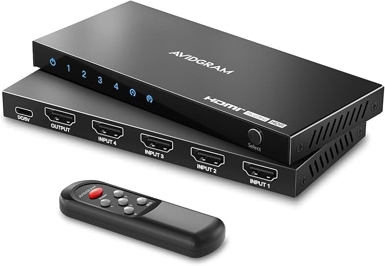 8K HDMI Switch 4 in 1 Out with Remote