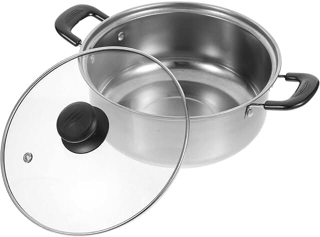 1.5 Qt Stainless Steel Cooking Pot with Glass Lid