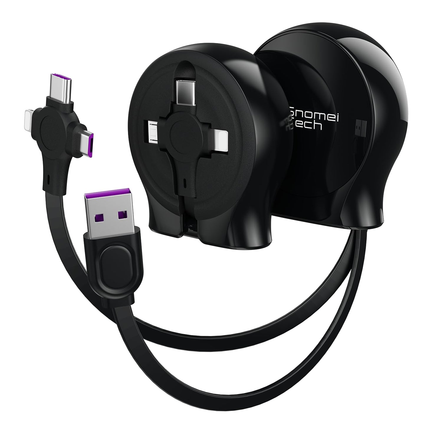 Retractable Multi-Device Charging Cable in Black
