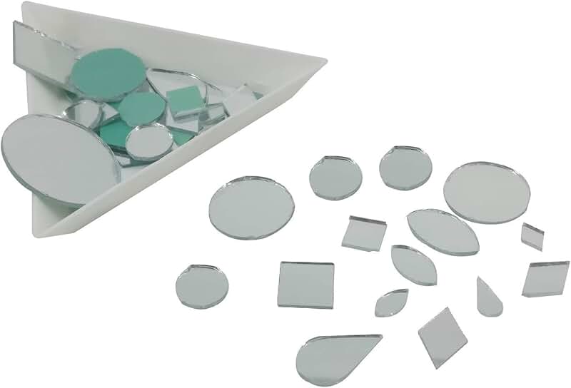 Small glass mirrors for crafts and jewelry, mixed shapes