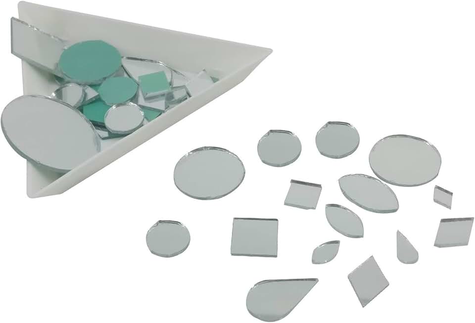 Small glass mirrors for crafts and jewelry, mixed shapes