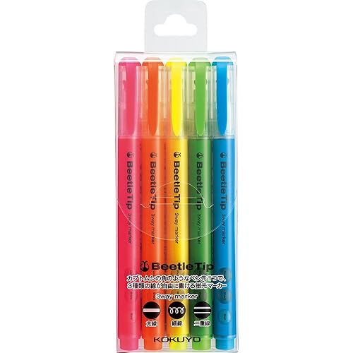 Five-Color 3-Way Highlighter Pen Set