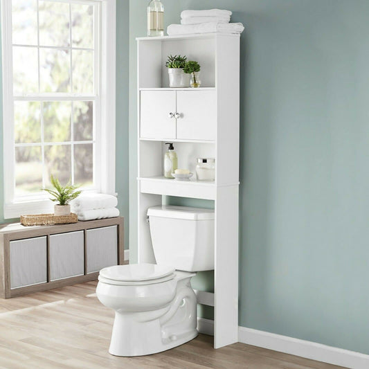 Bathroom Storage Cabinet Wooden Over The Tet Bathroom Storage with 3 Fixed Shelves Double Door Cabinet White Bathroom Space Saver with Bathroom Storage