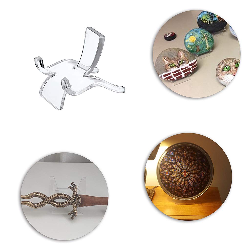 10 Packs Acrylic Triangle Display Holder - Clear Plastic Display Easel Sta for Geodes Rock Mineral Agate Fossil Coral Small Collectibles Display Sta, Small