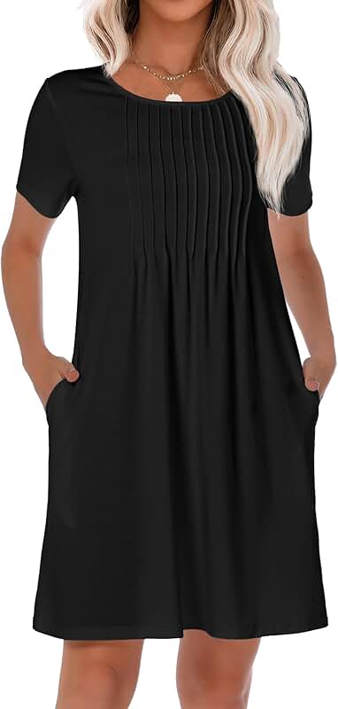 Women's Summer Pleated Casual T-Shirt Dress