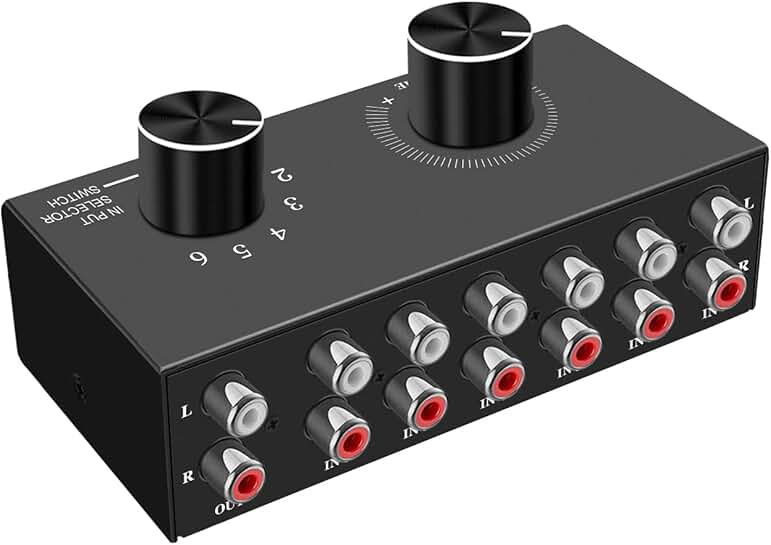 Six-Input Stereo Audio Switcher for TV and Devices