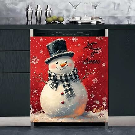 Christmas Snowman Magnet Dishwasher Cover Panel