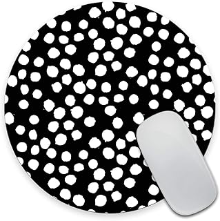 Black and white polka dot round mouse pad