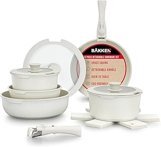 15-Piece Non-Stick Cookware Set with Detachable Handles