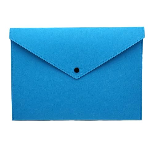 Blue Felt File Folder with Button Closure