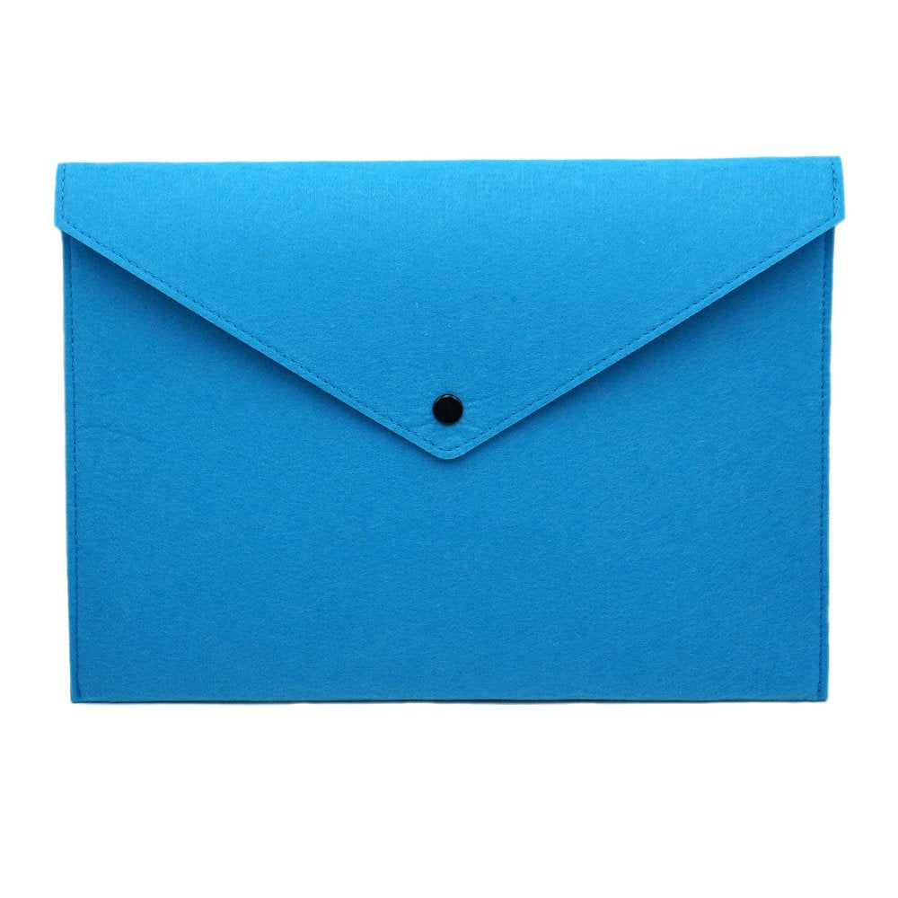 Blue Felt File Folder with Button Closure