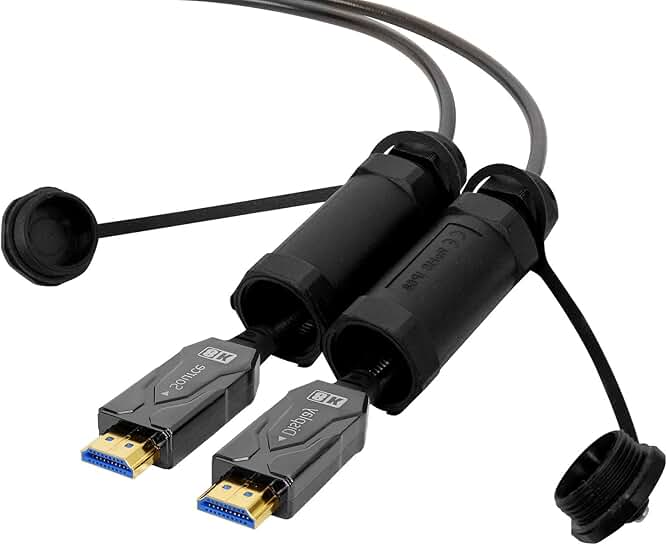 50ft Waterproof 8K Fiber Optic HDMI Cable with Metal Armor
