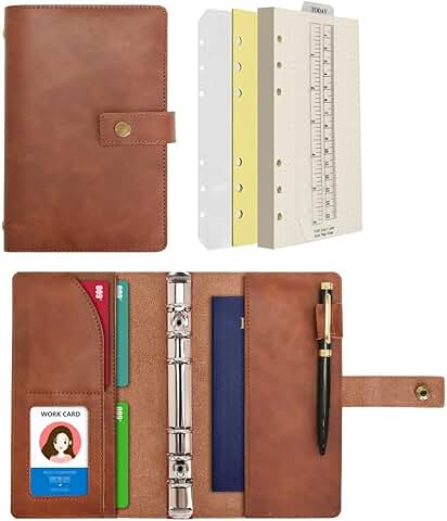 A6 Leather Refillable Notebook with Spiral Binding