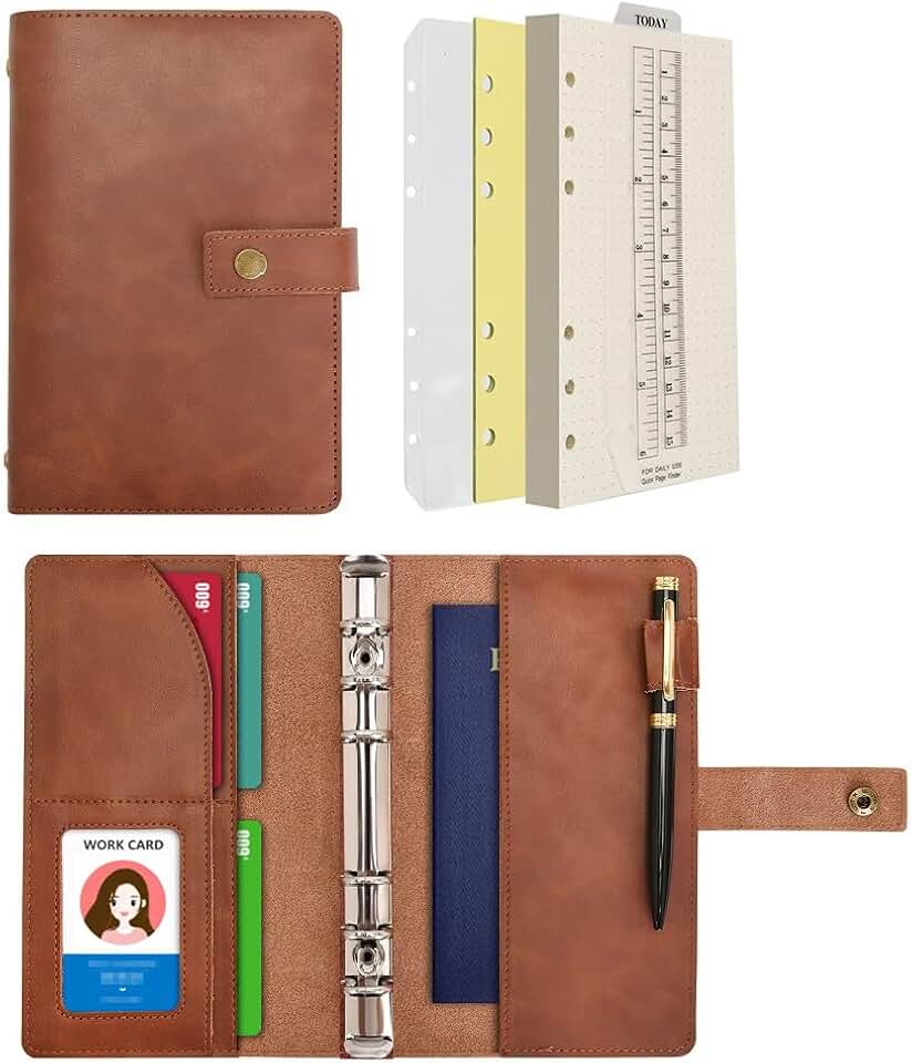 A6 Leather Refillable Notebook with Spiral Binding