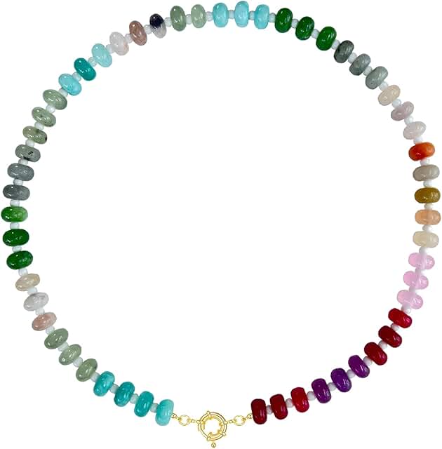 Colorful 17-Inch Beaded Rainbow Necklace for Women