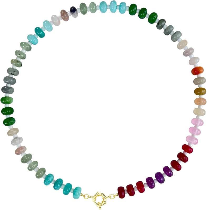 Colorful 17-Inch Beaded Rainbow Necklace for Women
