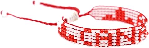 Adjustable Red and White Canada Flag Bracelet