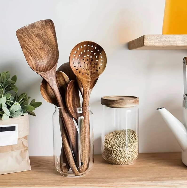 5-Piece Wooden Kitchen Utensil Set for Nonstick Cookware
