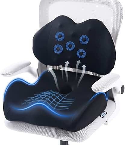 Large Memory Foam Seat Cushion for Back and Tailbone Support