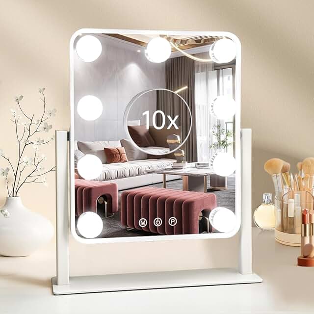 Tabletop Vanity Mirror with Lights and Magnification