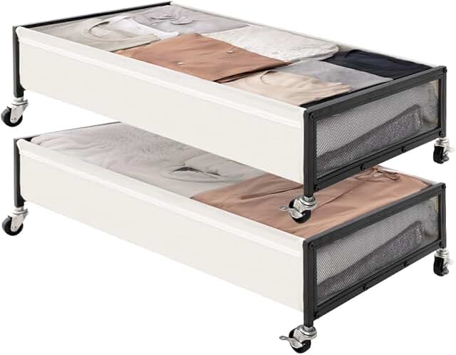 2-Pack Metal Underbed Storage Bins with Wheels