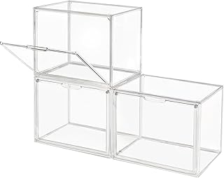 Stackable Clear Plastic Storage Bins with Magnetic Lids (3 Pack)
